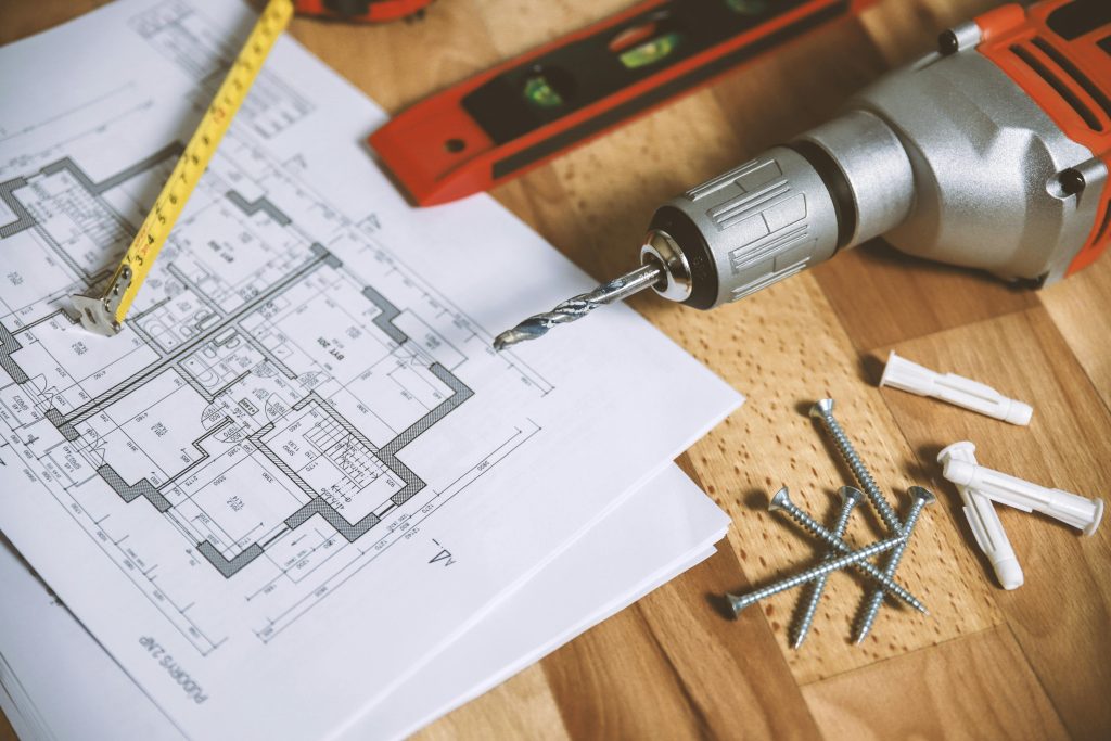 Floor plan on table