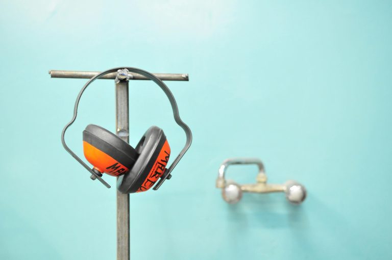Orange and gray earmuffs